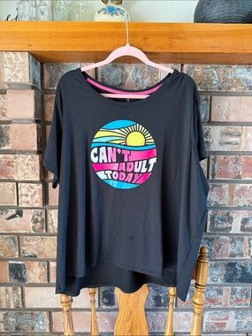 Secret Treasures Black Long-Sleeve Tee with Colorful "Can't Adult Today" Graphic